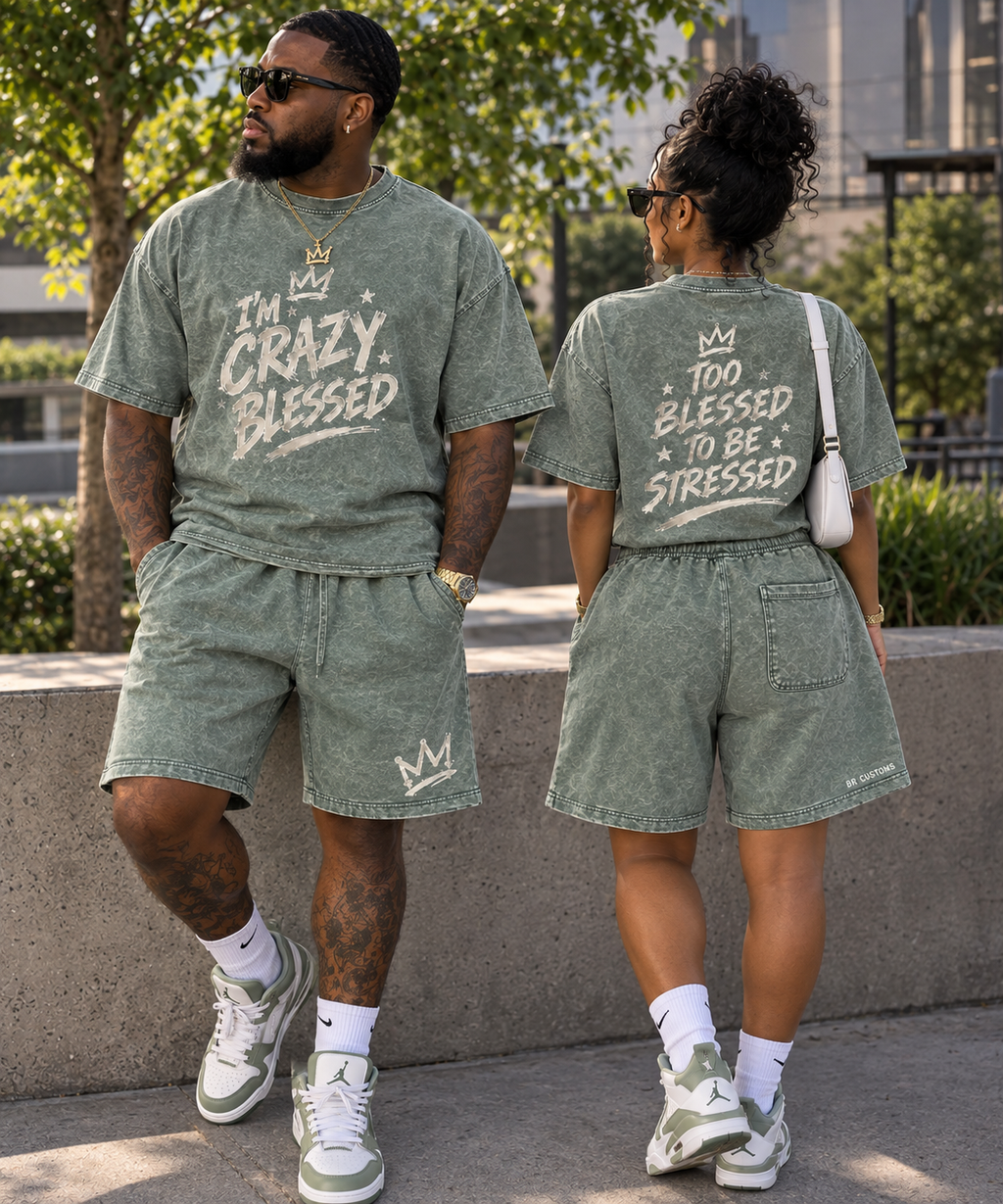 I’m Crazy Blessed “Too Blessed to Be Stressed” Short Set